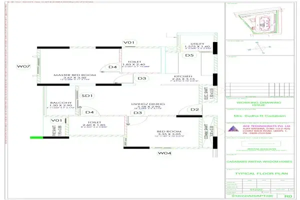 2 BHK floor plan at Cadabams WeNest
