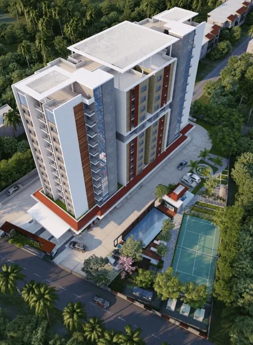 Aerial view of the Cadabams WeNest senior living community